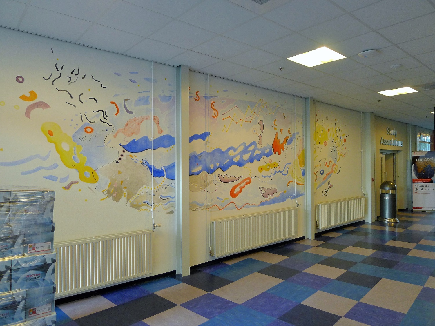 Muurschildering 'Wereldeconomie'9 x 3 meter, Ilse Brul 2017